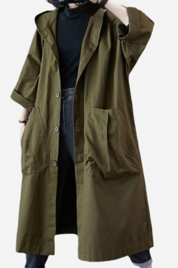 Veste Oversize Imperméable pour Femme - Vert olive