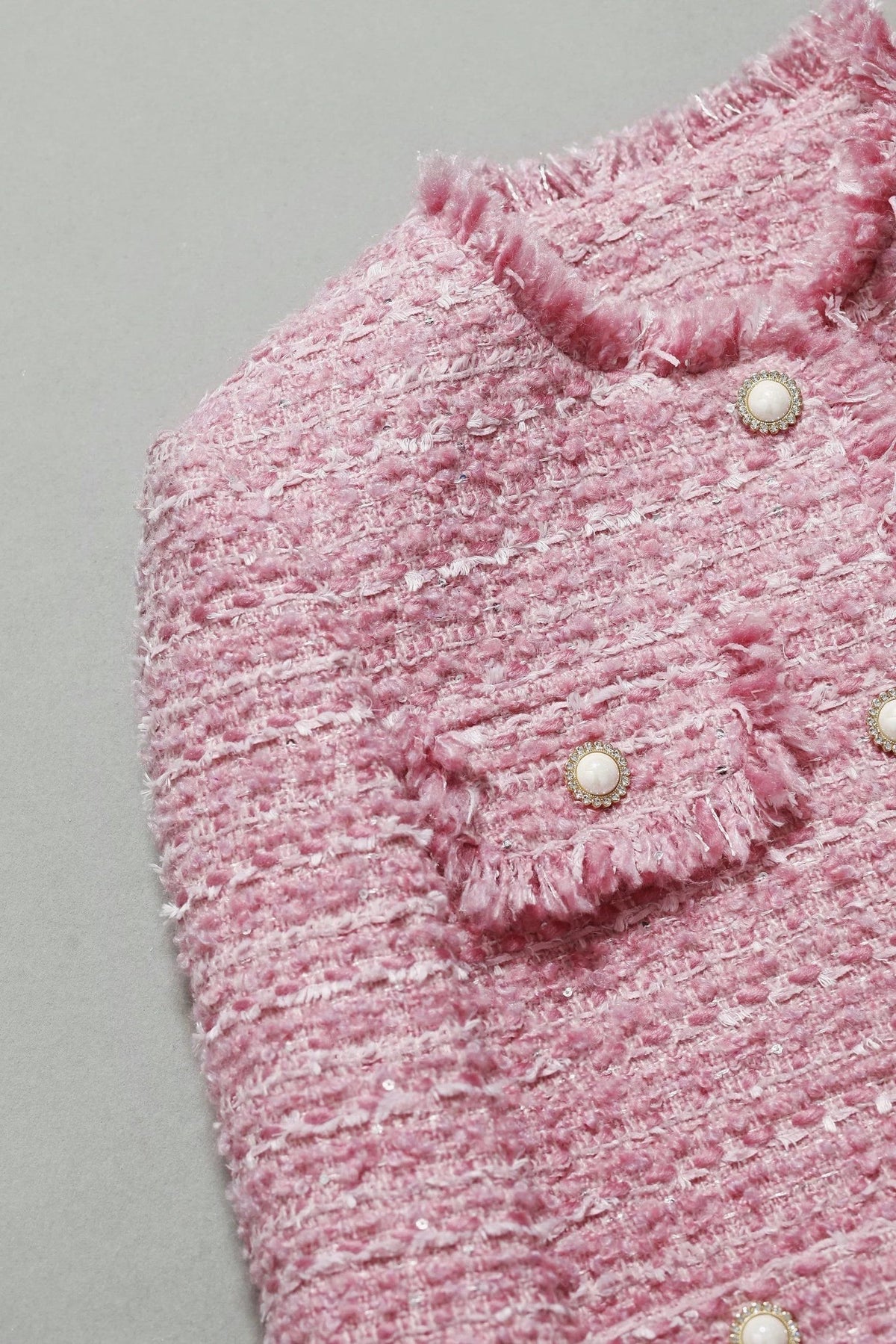 Veste Tweed Bouclé Manches Longues pour Femme - View 6