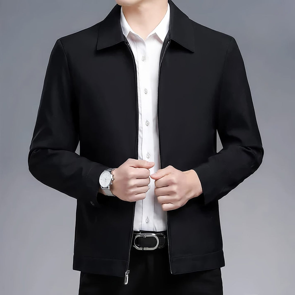 Veste Zippée avec Col Montant pour Homme
