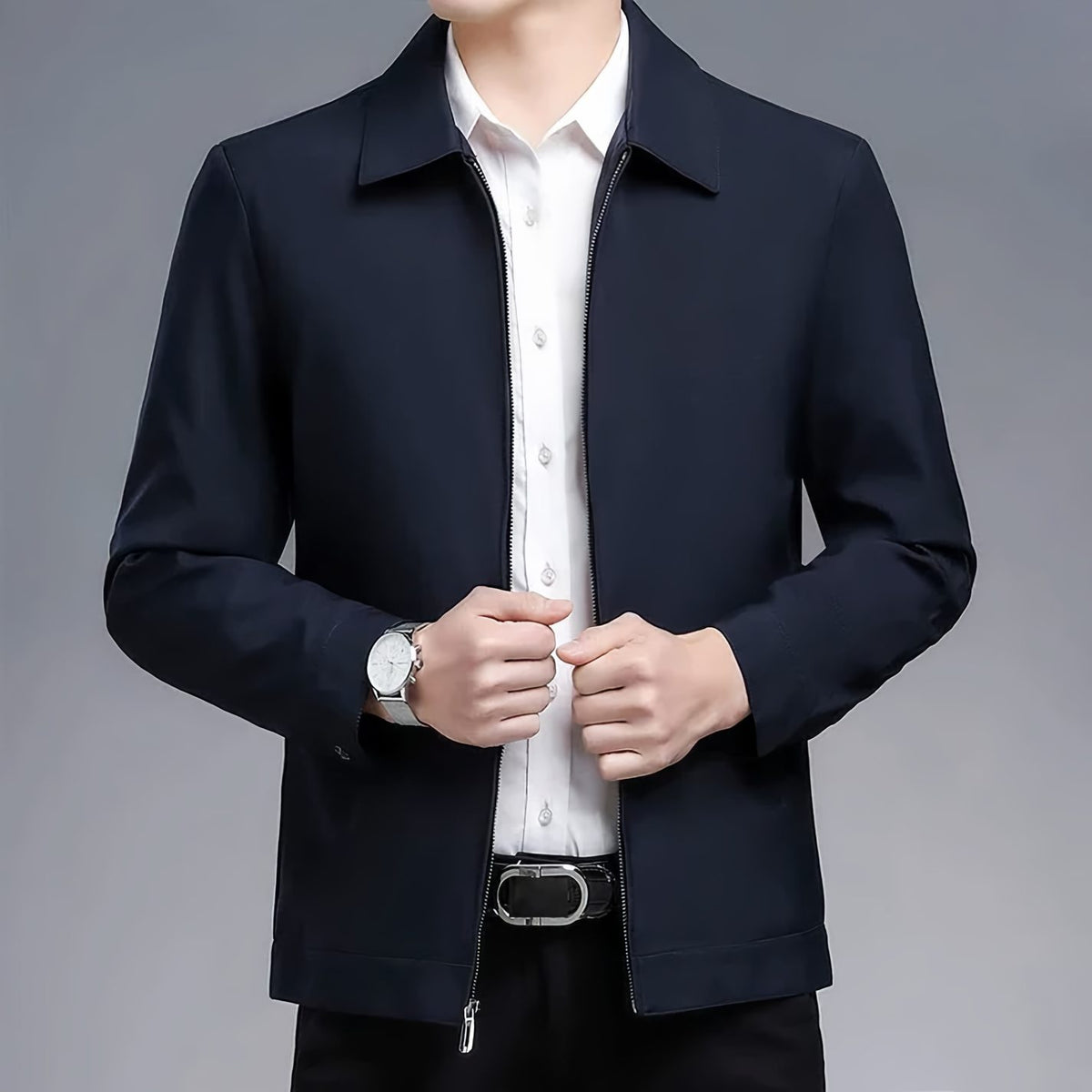 Veste Zippée avec Col Montant pour Homme - Bleu foncé